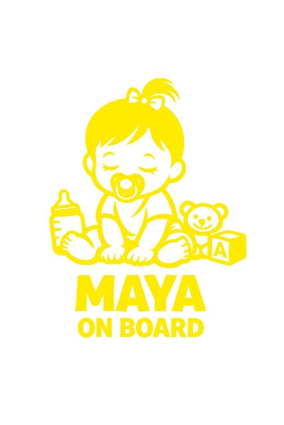 OEM Autocolant auto  "Maya la bord ", 10cm, Galben