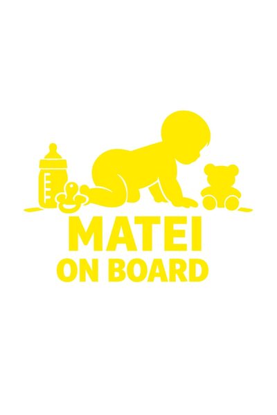 OEM Autocolant auto  "Matei la bord ", M1, 10cm, Galben