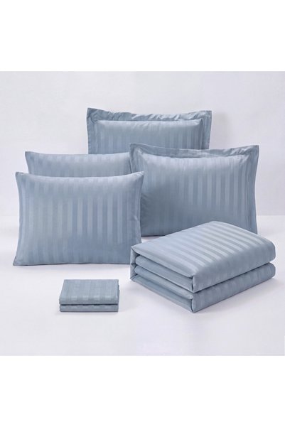 Generic Brand Luxury Pencil Stripe Double Hotel Duvet Cover Set 4Pcs