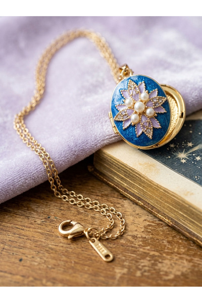 ILSA Medaglione Fiore Kolye - Enamel Flower Motif Medallion Necklace