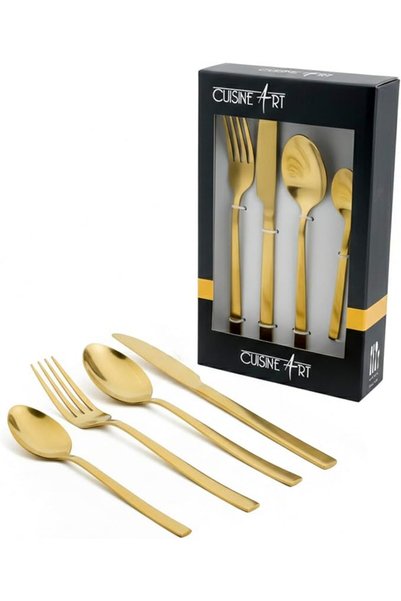 Cuisine Art طقم أدوات مائدة كلير مكون من 16 قطعة - أدوات مائدة أنيقة من الفول...