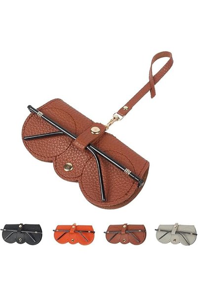 CITYRIYA LONG حقيبة نظارات شمسية جلدية، حافظة نظارات شمسية للسفر، حافظة نظارا...