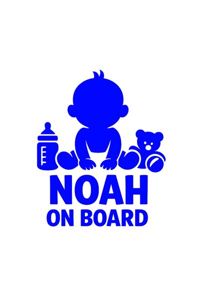 OEM Autocolant auto  "Noah la bord ", 10cm, Albastru