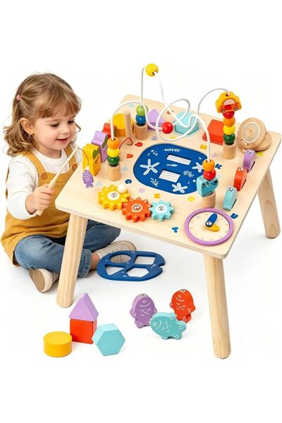 U-HOOME Montessori Activity Table for toddlers 1-3, Wooden Montessori Toys, B...