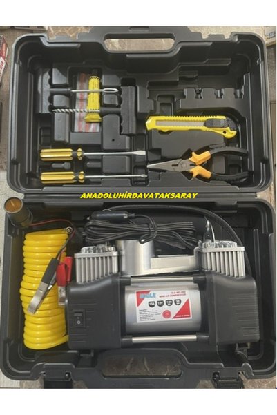 ECOLE 12 VOLT KOMPRESÖR MİNİ ARAÇ KOMPRESÖRÜ GÜÇLÜ ÇİFT PİSTON KOMPRESÖR 12PCS