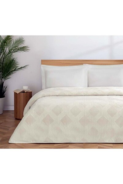 Özdilek Trendy Embos Tek Kişilik Battaniye(155x220)-Art Deco Kemik