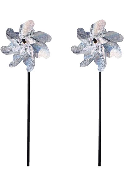 Arabest 2 Pcs Reflective Pinwheels,Silver Wind Spinners for Yard and Garden,B...