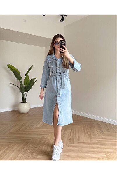 BelezaStore MİDİ BOY KOT ELBİSE PREMIUM KALİTE KOT