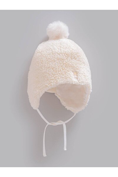 Caramell Pamuklu, Unisex Bebek Ponponlu Kulak Korumalı Kışlık Şapka, 3-18 Ay
