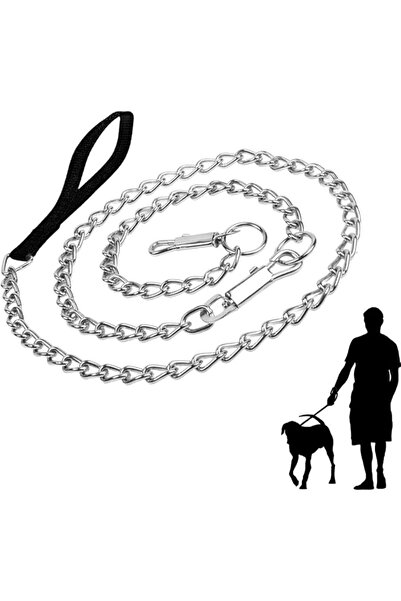 X SPRING Metal Dog Chain, 4mm x 120cm Strong Durable Pet Leash with Comfortab...