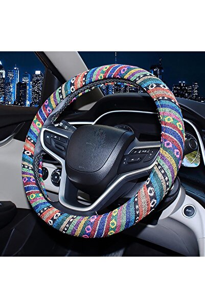 Arabest Boho Microfiber Steering Wheel Cover,Universal 15 Inch Ethnic Flax Cl...