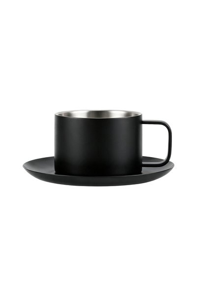 Estia Home Art ESTIA ΚΟΥΠΑ ΚΑΦΕ ΜΕ ΠΙΑΤΑΚΙ TAZZINA ΑΝΟΞΕΙΔΩΤΗ ΜΑΥΡΗ 250ml