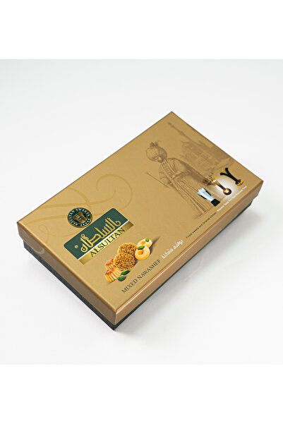 AL SULTAN Sweets Mix Nawashef 400 g - 68 Pieces of Assorted Arabic Dry Sweets - Barazek, Ghraybeh & Ajwa Date Maamoul Gift Box - Traditional Middle Eastern Cookies for Eid, Ramadan & Coffee Serving