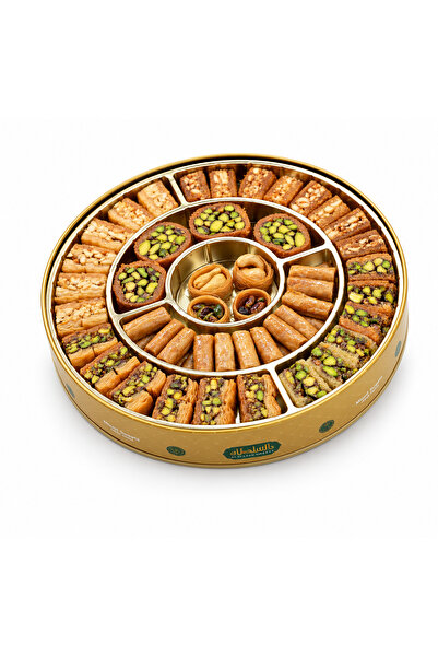 AL SULTAN Sweets Mixed Baklava 500 g - 7 Varieties - Pistachio & Cashew Filled Arabic Sweets in Metal Gift Tin - Traditional Middle Eastern Baklawa for Eid, Ramadan & Celebrations