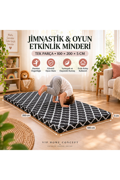 Jimnastik Minderi Çocuk Oyun ve Etkinlik Minderi, Süngerli Spor Matı-100x200x5 CM-KARAÇATI