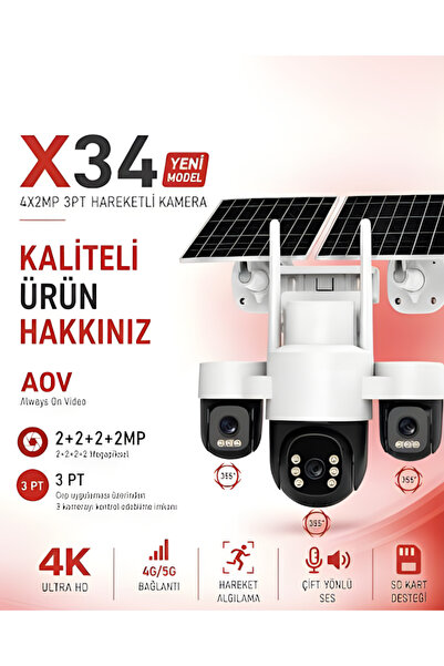 Retro X34 6 Motorlu 4 Kameralı 4g Solar Kamera