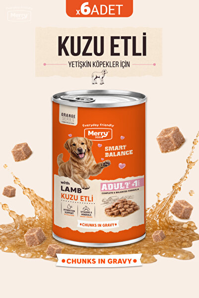 Yetişkin Köpekler İçin Kuzulu Parça Etli Konserve Yaş Köpek Maması 400 g - 6 ADET