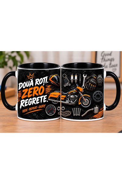 hiperborea Cană Motociclist „Două Roți, Zero Regrete”, Cadou pentru Motociclist