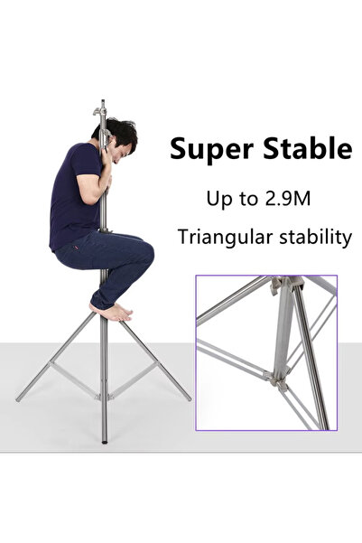 SH Super Stable Stainless Steel Big Tripod 2.8M Foldable Lighting Stand Tripo...