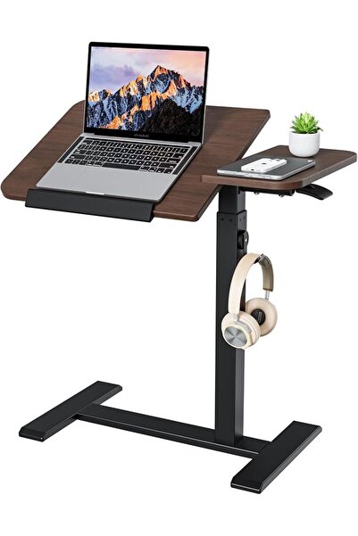GENERAL ETHU Height-Adjustable Rolling Laptop Desk, Multifunctional Overbed T...