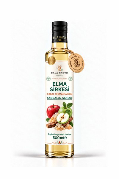 Sandaloz Sakızlı Elma Sirkesi 500ml - Doğal Fermantasyon - Apple Vinegar With Sandarac