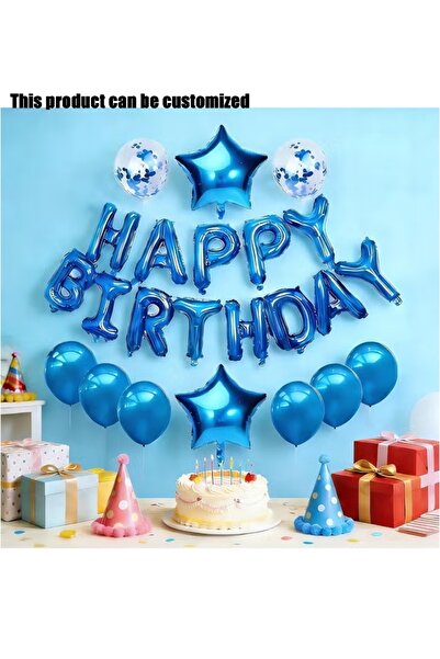 Generic Brand Blue Happy Birthday Balloon Set, 25Pcs Birthday Party Decor Kit...