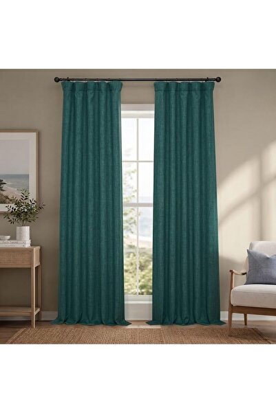 HPD Half Price Drapes ستائر تعتيم للغرف بنسيج الكتان الصناعي، طول 96 بوصة (قط...