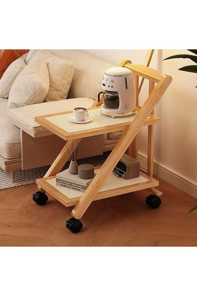 LINGWEI Bamboo Serving Cart - 2 and 3 Tier Kitchen Trolley - Foldable Wooden ...