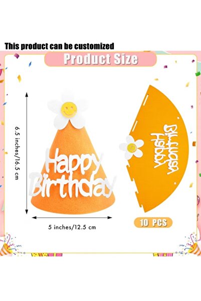 Generic Brand 10 Pack Multicolour Happy Birthday Party Hats, Felt Cone Birthd...