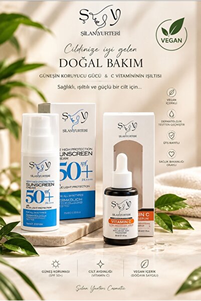 Şilan Yurteri Vitamin C Serum ve SPF 50+ Güneş Kremi Cilt Bakım Seti – Vegan