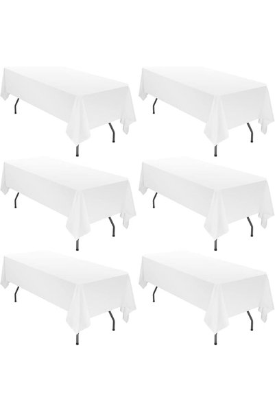 JOYZZZ Rectangle Tablecloths, 6 Pack Stain and Wrinkle Resistant, 137 x 274cm...