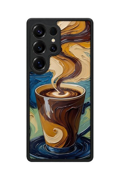 BGAKSESUAR Samsung Galaxy S25 Ultra Compatible Coffee Patterned Shockproof Ca...
