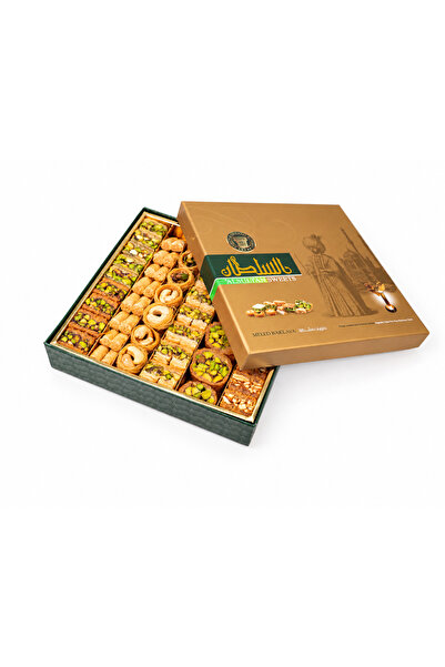 AL SULTAN Mixed Baklava 1 kg - 6 Varieties - Pistachio & Cashew Filled Arabic Sweets in Gift Box - Traditional Middle Eastern Baklawa for Eid, Ramadan & Celebrations