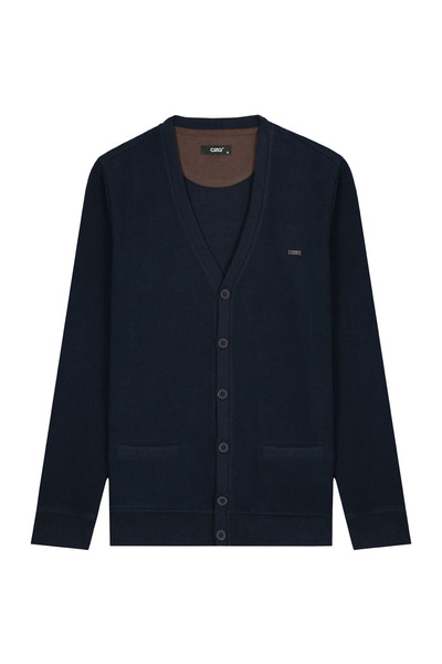 Çizgi Triko Men's Buttoned Cardigan Thessaloniki Knit V-Neck with Pockets Classic Fit - 5550m