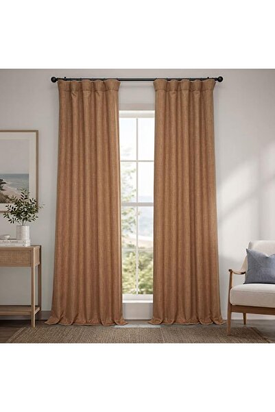 HPD Half Price Drapes ستائر تعتيم للغرف بنسيج الكتان الصناعي، طول 96 بوصة (قط...