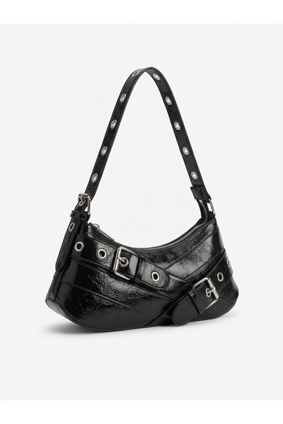 SHIKIRTI BAG STORE Γυναικεία τσάντα ώμου από τσαλακωμένο δέρμα σε θυμπηρό καφ...