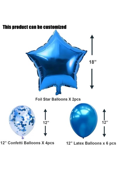 Generic Brand 25Pcs Blue Happy Birthday Balloon Decor Set, 18 Inch Star Foil ...