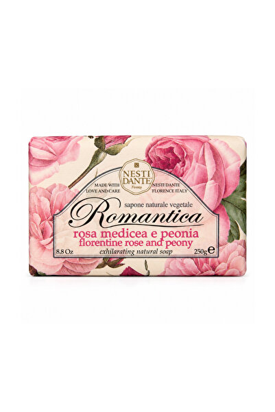 Nesti Dante Romantica Florentine Rose & Peony Soap Bar 250g | Exhilarating Italian Vegan Soap | Nourishing Rose & Soothing Peony | Moisturizing Gentle Cleanser | Paraben, GMO, PEG & Petrochemical-Free