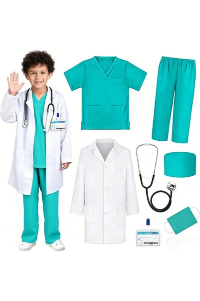 Generic Doctor Costume Set for Kids Boys Girls 3 4 5 6 7 8 9 10 11 12 Year Ol...