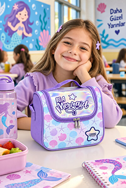 DODOMAR Mermaid Thermal Insulated Lunch Box Children's School Lunch Bag Purpl...
