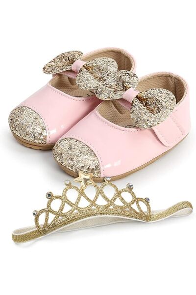 GENERAL Baby Girls Mary Jane Flats with Bownot Non Slip Soft Sole PU Leather ...