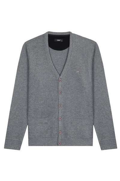 Çizgi Triko Men's Buttoned Cardigan Thessaloniki Knit V-Neck with Pockets Classic Fit - 5550m