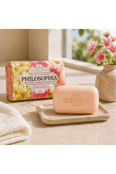 Nesti Dante Philosophia Lift Soap Bar 250g | Cherry Blossom, Osmanthus & Geranium | Italian Vegan Soap | Firms, Tones & Lifts Skin | Nourishing Gentle Cleanser | Paraben, GMO, PEG & Petrochemical-Free