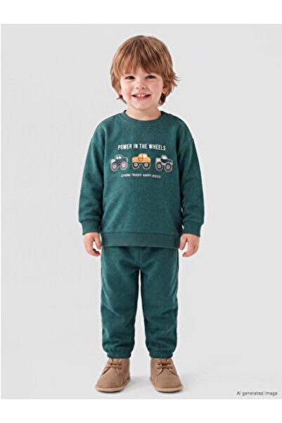 LC Waikiki Petrol Car Printed Baby Boy Sweatshirt and Sweatpants