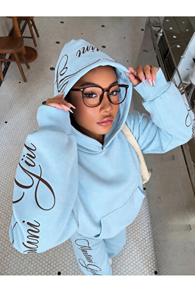 darkopia Unisex Women's Men's Martini Girl Printed Oversize 3 Thread Hooded S...