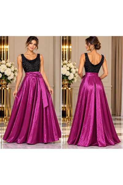 Generic Brand Rochie neagră cu mov