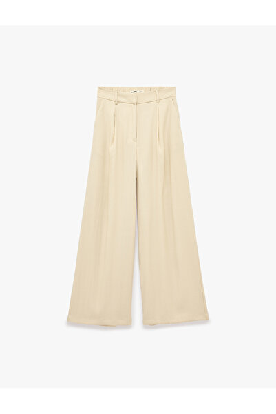 Koton Wide Leg Palazzo Trousers with Pleated Pockets
