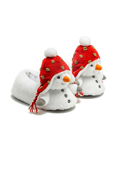 Twigy Snowman Kadın, Garson Boy Hayvanlı Panduf Beyaz-Kırmızı 36/41