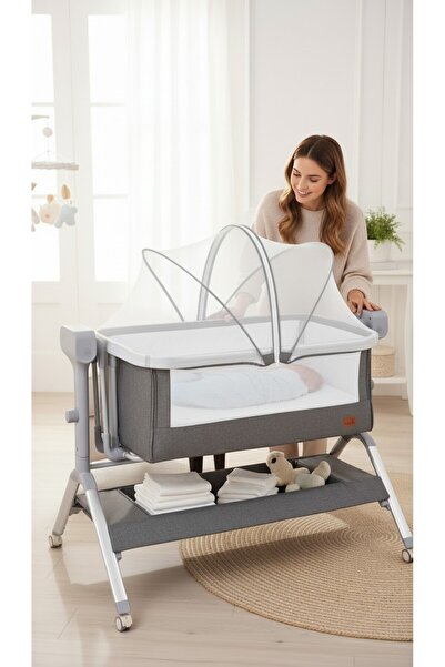 OEM Pătuț Co-Sleeper pentru Bebeluși, Multifuncțional, cu Balansoar și Suport pentru Baldachin, Design Modern