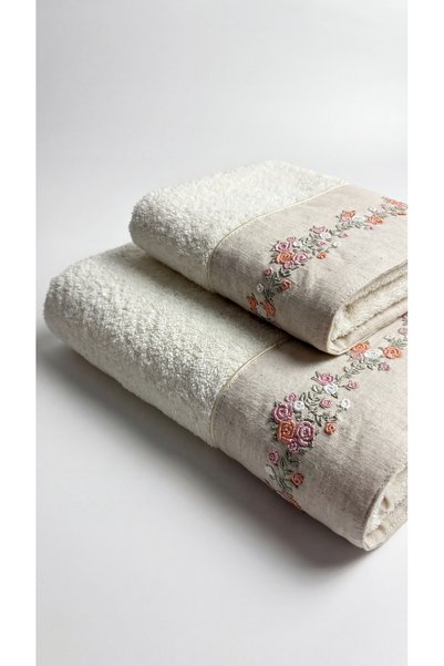 Minteks Carezza %100 Pamuk Nakış Detaylı 70x140 cm Banyo Havlusu